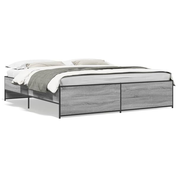 vidaXL Cadre de lit sans matelas sonoma gris 180x200 cm
