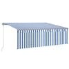 vidaXL Auvent automatique r&eacute;tractable avec store 4x3 m Bleu et blanc