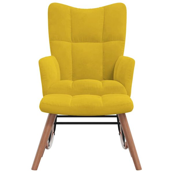 vidaXL Chaise &agrave; bascule avec repose-pied Jaune moutarde Velours