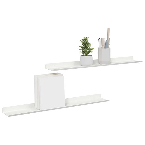 vidaXL &Eacute;tag&egrave;re flottante 2 pcs Blanc 60 x 8,5 x 2,5 cm Acier