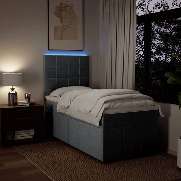 vidaXL Sommier &agrave; lattes de lit et matelas Gris clair 90x190 cm Tissu