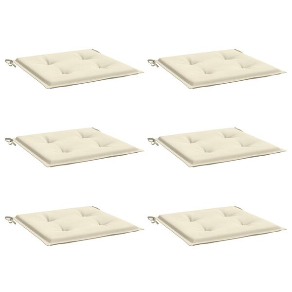vidaXL Coussins de chaise jardin lot de 6 cr&egrave;me 50x50x2cm tissu oxford