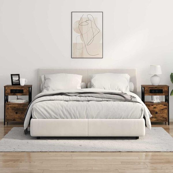 vidaXL Cabinet de chevet Ch&ecirc;ne fum&eacute; 40 x 31 x 60 cm Bois d'ing&eacute;nierie