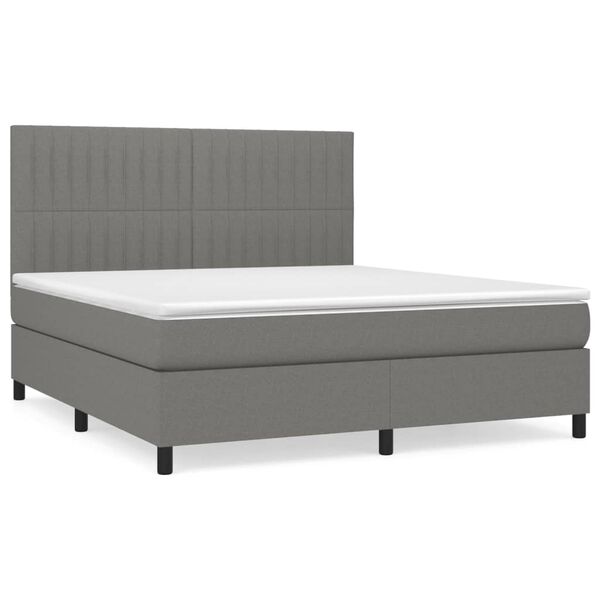 vidaXL Sommier &agrave; lattes de lit avec matelas Gris fonc&eacute; 180x200cm Tissu