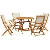 vidaXL Ensemble &agrave; manger de jardin 5 pcs blanc cr&egrave;me tissu bois massif