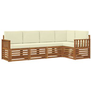 vidaXL Ensemble de canap&eacute;s d'ext&eacute;rieur 5 pc 5 place Naturel et Cr&egrave;me