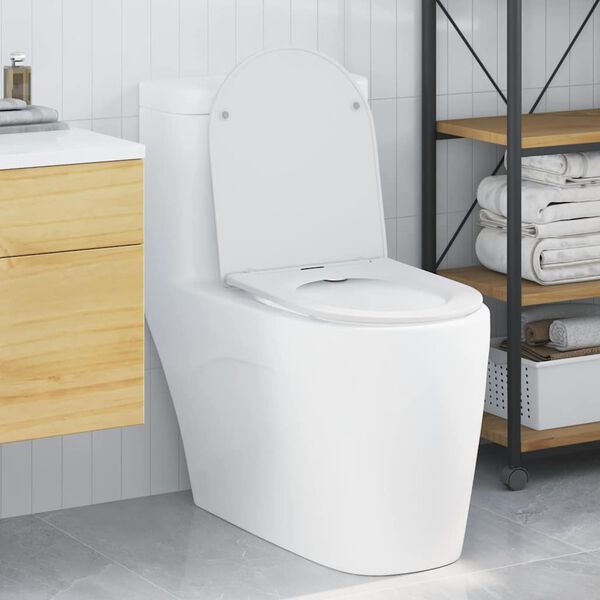 vidaXL Si&egrave;ge de toilette Blanc 44 x 36,4 x 3,4 cm Duroplast