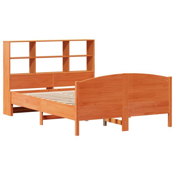 vidaXL Lit bibliothèque sans matelas cire marron 120x190cm pin massif