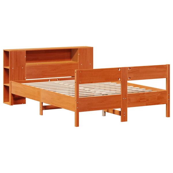 vidaXL Lit biblioth&egrave;que sans matelas cire marron 150x200 cm pin massif