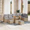 vidaXL Ensemble de canap&eacute; de jardin 9 pcs Beige Poly rotin