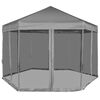 vidaXL Chapiteau hexagonal avec 6 parois latérales Gris 3,6x3,1 m