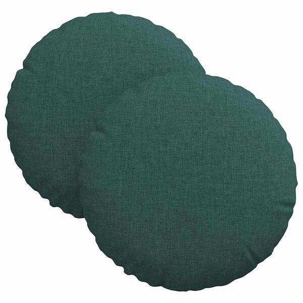 vidaXL Coussins de si&egrave;ge 2 pcs Vert fonc&eacute; &Oslash;30 x 13 cm tissu