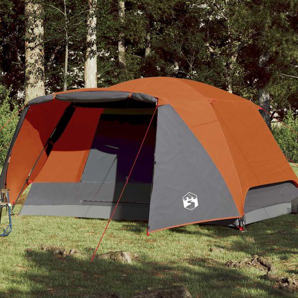 vidaXL Tente de camping avec porche 4 personnes orange imperm&eacute;able