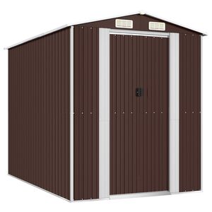 vidaXL Abri de jardin Marron fonc&eacute; 192x274x223 cm Acier galvanis&eacute;