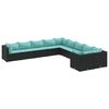vidaXL Salon de jardin 10 pcs avec coussins noir r&eacute;sine tress&eacute;e