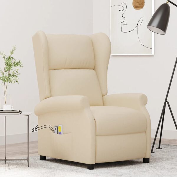 vidaXL Fauteuil électrique de massage à oreilles crème tissu