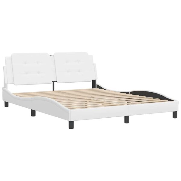vidaXL Cadre de lit sans matelas Zadar blanc 160x200 cm similicuir