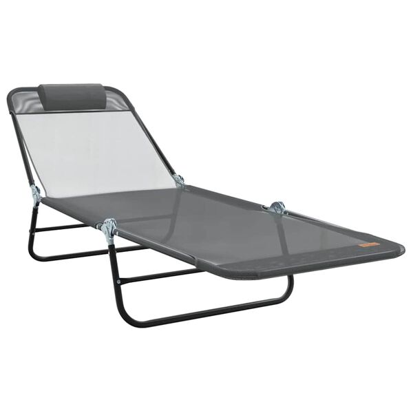 vidaXL Chaise longue pliante Gris 182 x 55 x 85,5 cm Textilène