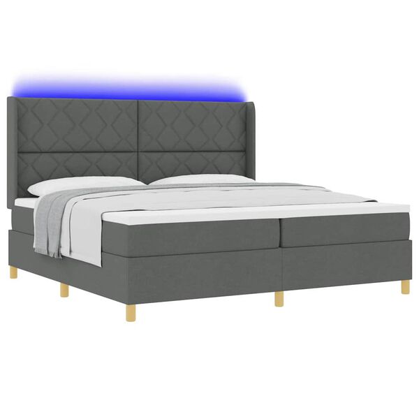 vidaXL Lit &agrave; ressorts avec matelas Gris 200 x 200 cm tissu
