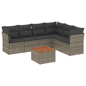 vidaXL Salon de jardin avec coussins 7 pcs gris r&eacute;sine tress&eacute;e