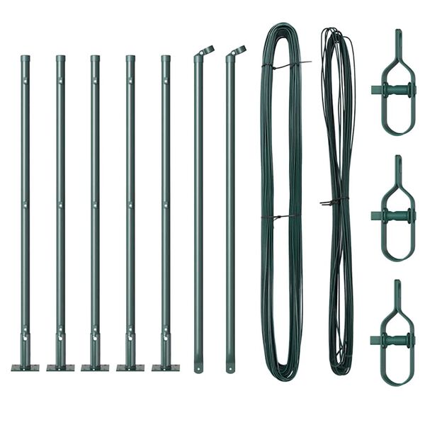 vidaXL Poteau de cl&ocirc;ture. 7 pcs Vert Acier