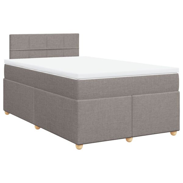 vidaXL Sommier &agrave; lattes de lit avec matelas Taupe 120x200 cm Tissu