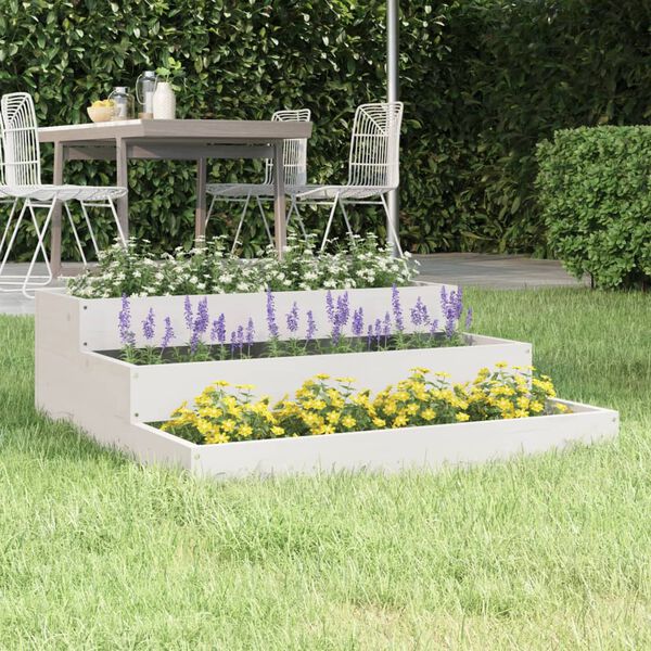 vidaXL Jardinière Blanc 78x78x27 cm Bois massif de pin