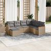 vidaXL Salon de jardin avec coussins 7 pcs beige r&eacute;sine tress&eacute;e