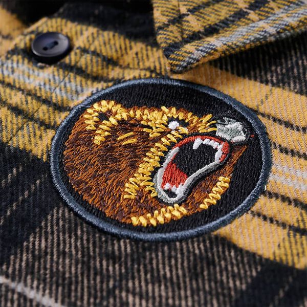 Chemise à carreaux pour enfants jaune et noir 116