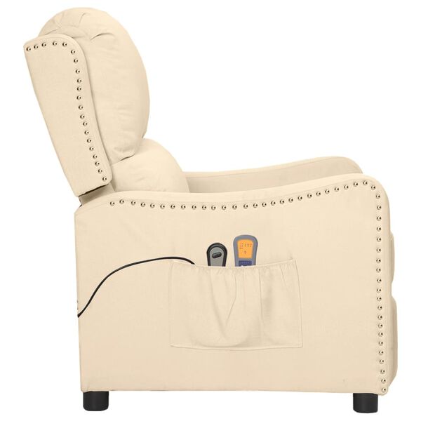 vidaXL Fauteuil électrique de massage Crème Tissu