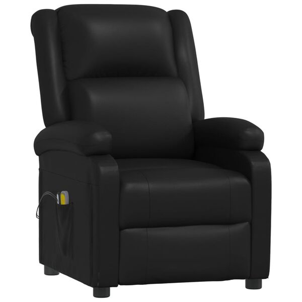 vidaXL Fauteuil &eacute;lectrique de massage Noir Similicuir