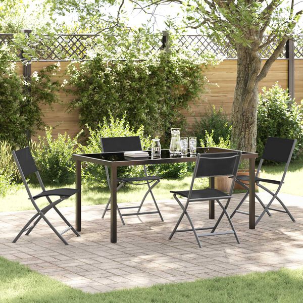 vidaXL Ensemble de salle &agrave; manger pour jardin 5 pcs Noir