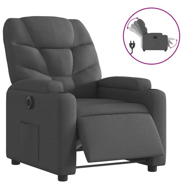 vidaXL Fauteuil inclinable &eacute;lectrique Gris fonc&eacute; Tissu