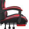 vidaXL Chaise de jeu pivotante et repose-pied Noir et rouge Similicuir