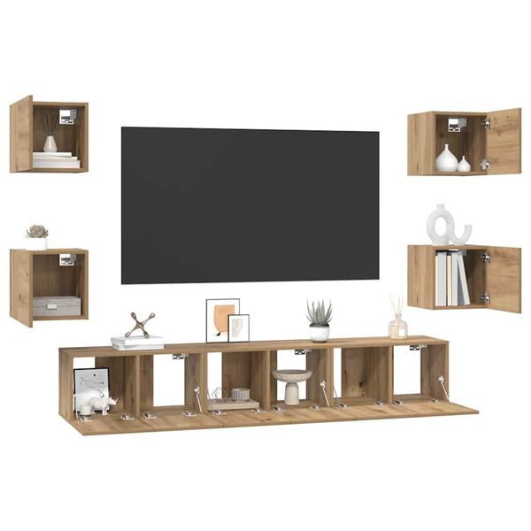 vidaXL Ensemble meuble TV 7 pcs Ch&ecirc;ne artisanal Bois d'ing&eacute;nierie