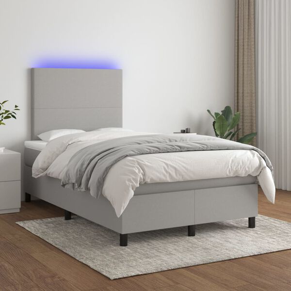 vidaXL Sommier &agrave; lattes de lit et matelas et LED Gris clair 120x200 cm