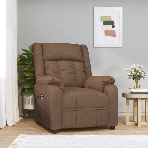 vidaXL Fauteuil inclinable &eacute;lectrique Marron Tissu