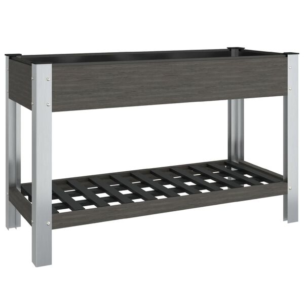 vidaXL Lit sur&eacute;lev&eacute; de jardin avec &eacute;tag&egrave;re Gris 120x50x75 cm WPC
