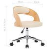 vidaXL Chaise pivotante de bureau Crème Bois courbé et similicuir