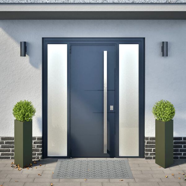 vidaXL Jardini&egrave;res 2 pcs vert olive triangulaire 30x26x75 cm acier