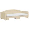 vidaXL Lit de jour avec gigogne et matelas crème 80x200 cm tissu