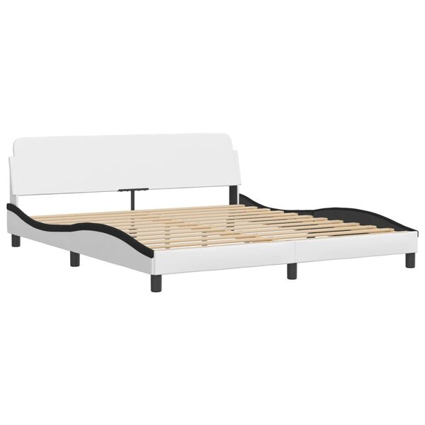 vidaXL Lit avec matelas Hvar blanc et noir 180x200 cm similicuir