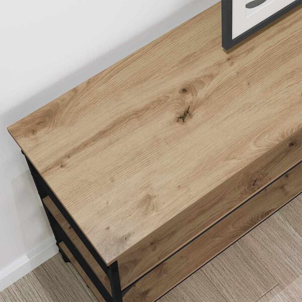 vidaXL Table console avec &eacute;tag&egrave;re ch&ecirc;ne artisanal 100 x 32 x 75 cm