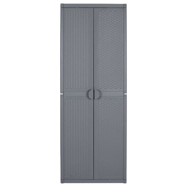 vidaXL Armoire de rangement de jardin gris 65x45x172 cm PP rotin
