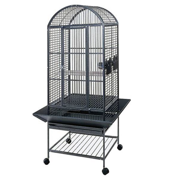 Strong Cage pour perroquet Villa Minerva Gris m&eacute;tallis&eacute; 46x46x144 cm