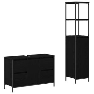 vidaXL Ensemble de mobilier de salle de bain 2 pcs Ch&ecirc;ne noir