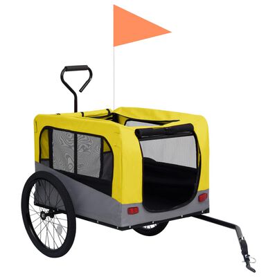 vidaXL Remorque de vélo pour chiens et poussette 2-en-1 jaune et