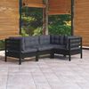 vidaXL Salon de jardin 4 pcs avec coussins Noir Bois de pin