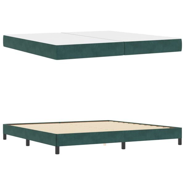 vidaXL Lit &agrave; ressorts avec matelas Vert fonc&eacute; 200 x 200 cm tissu