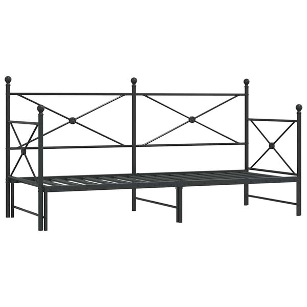 vidaXL Lit de jour avec gigogne sans matelas noir 90x200 cm acier